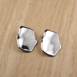 silver, oversized, organic shaped, earrings, studs