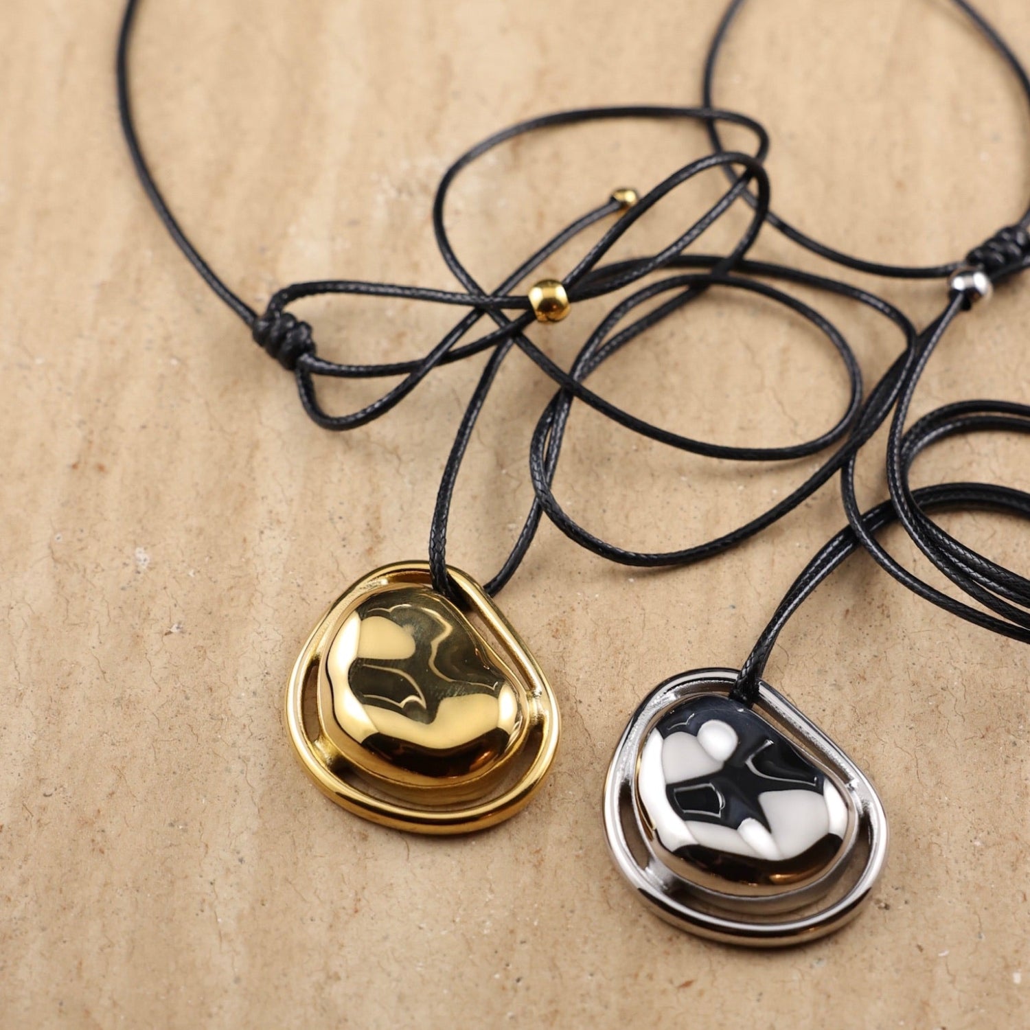 cord necklace, organic shaped necklace, statement necklace