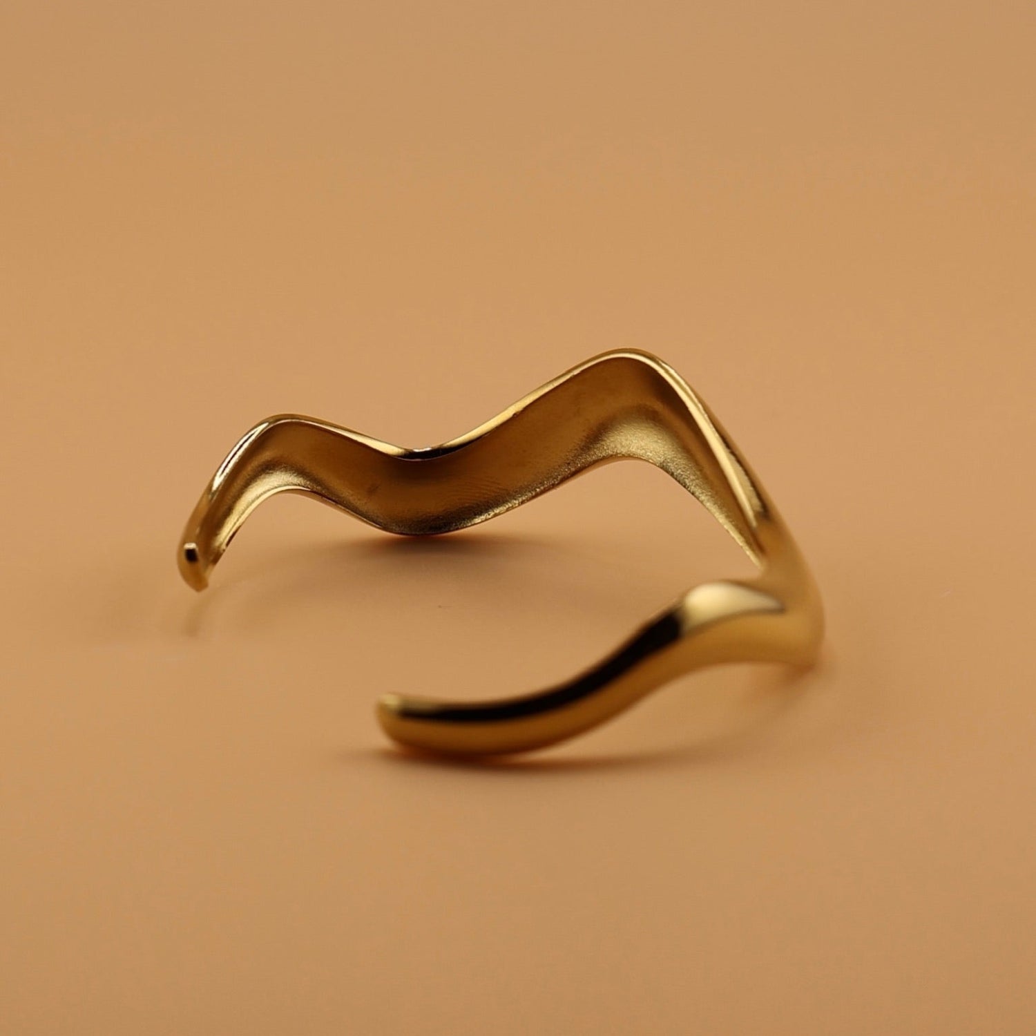 BANGLE, CUFF, WAVY, GOLD