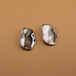 silver, oversized, organic shaped, earrings, studs