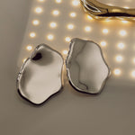 silver, oversized, organic shaped, earrings, studs