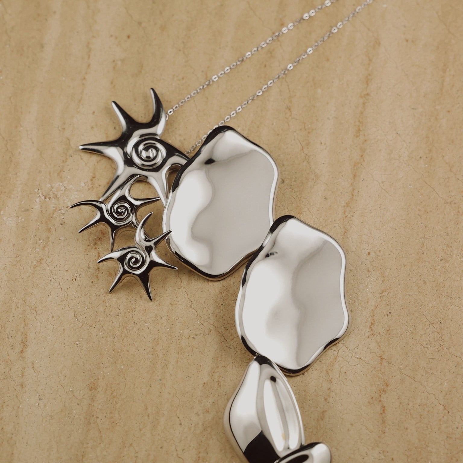 silver, oversized, organic shaped, earrings, studs