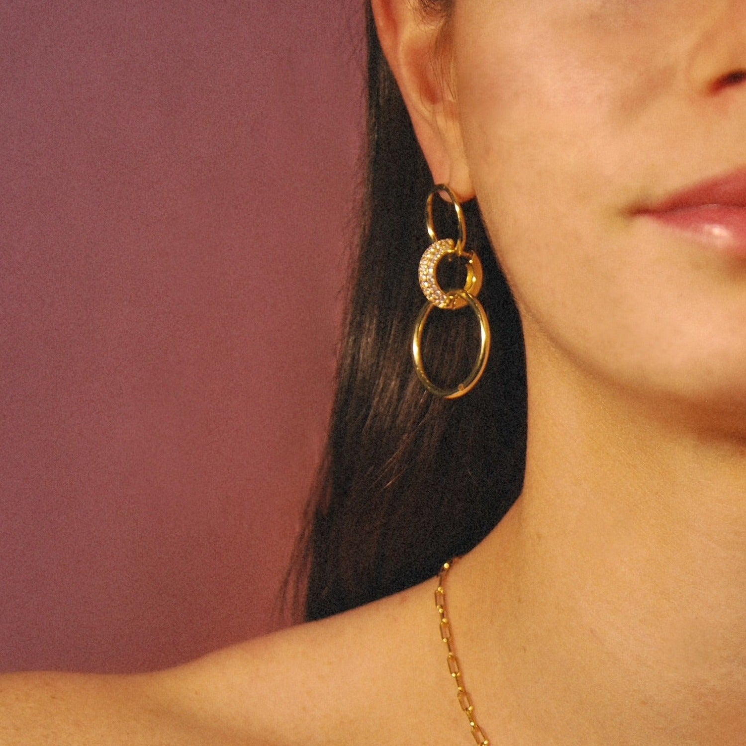 earrings, pave, huggie, hoop, gift