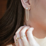earring, chain, stud, topaz, gold
