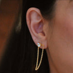 earring, chain, stud, topaz, gold