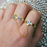 ring, gold, chain, blue