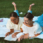 earrings, girls, grass, picnic, book, jeans, friends