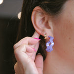 lavender, wavy, purple, ear, hoops, earring