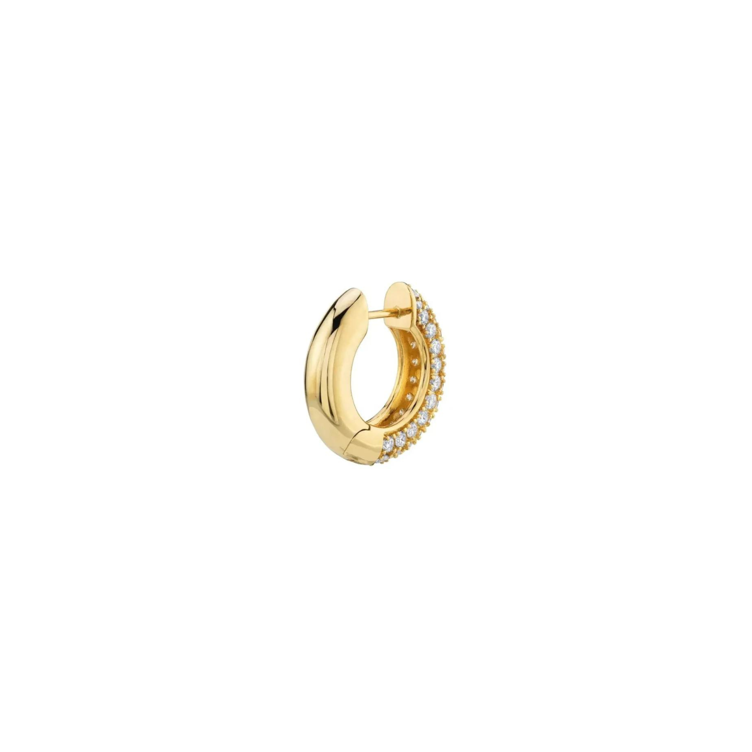 earrings, huggies, gold, pave