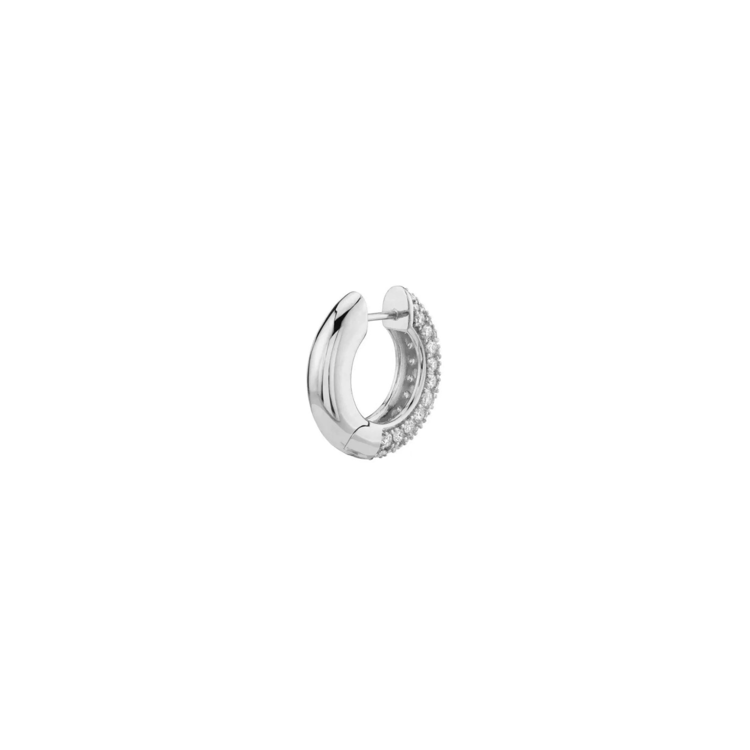 earrings, huggies, silver, pave