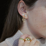earrings, stud, gold, diamond, chain