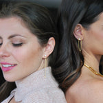 earrings, stud, gold, diamond, chain
