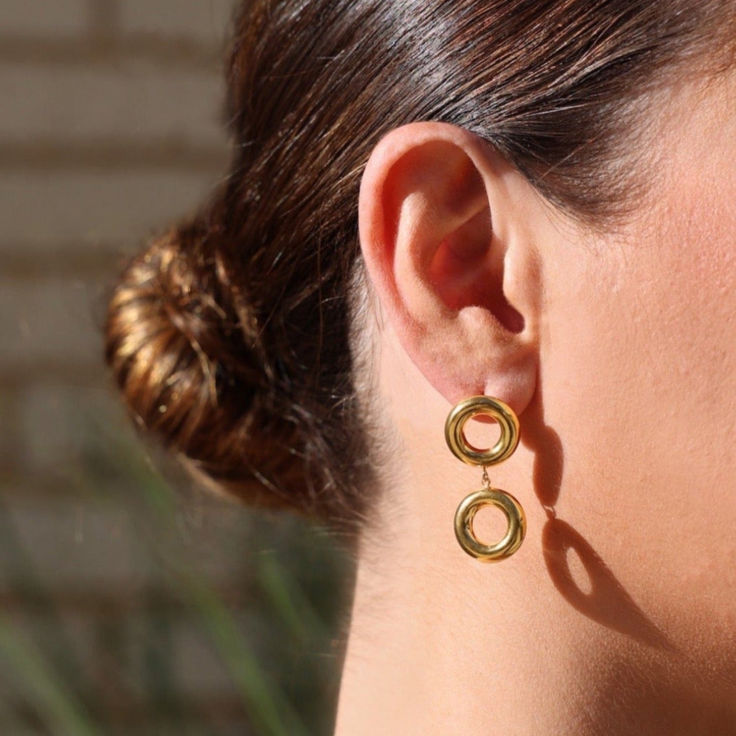 earrings, drop earrings, circle earrings, gold earrings, gift