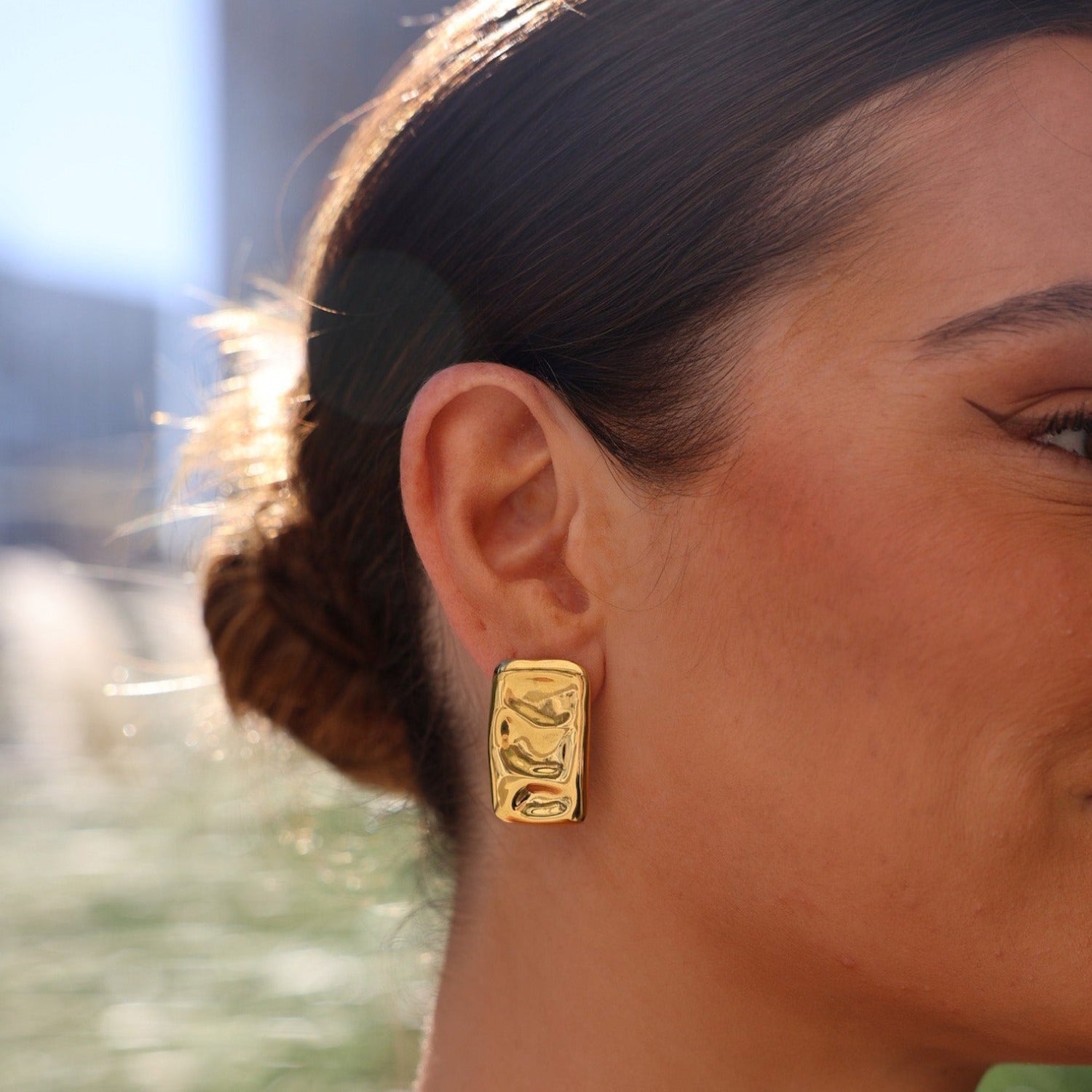 earrings, gold, studs, organic shape earrings