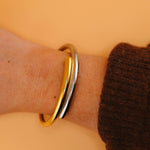 bangle, half silver half gold, mixed metal, bracelet, chunky bracelet