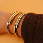 bangle, half silver half gold, mixed metal, bracelet, chunky bracelet