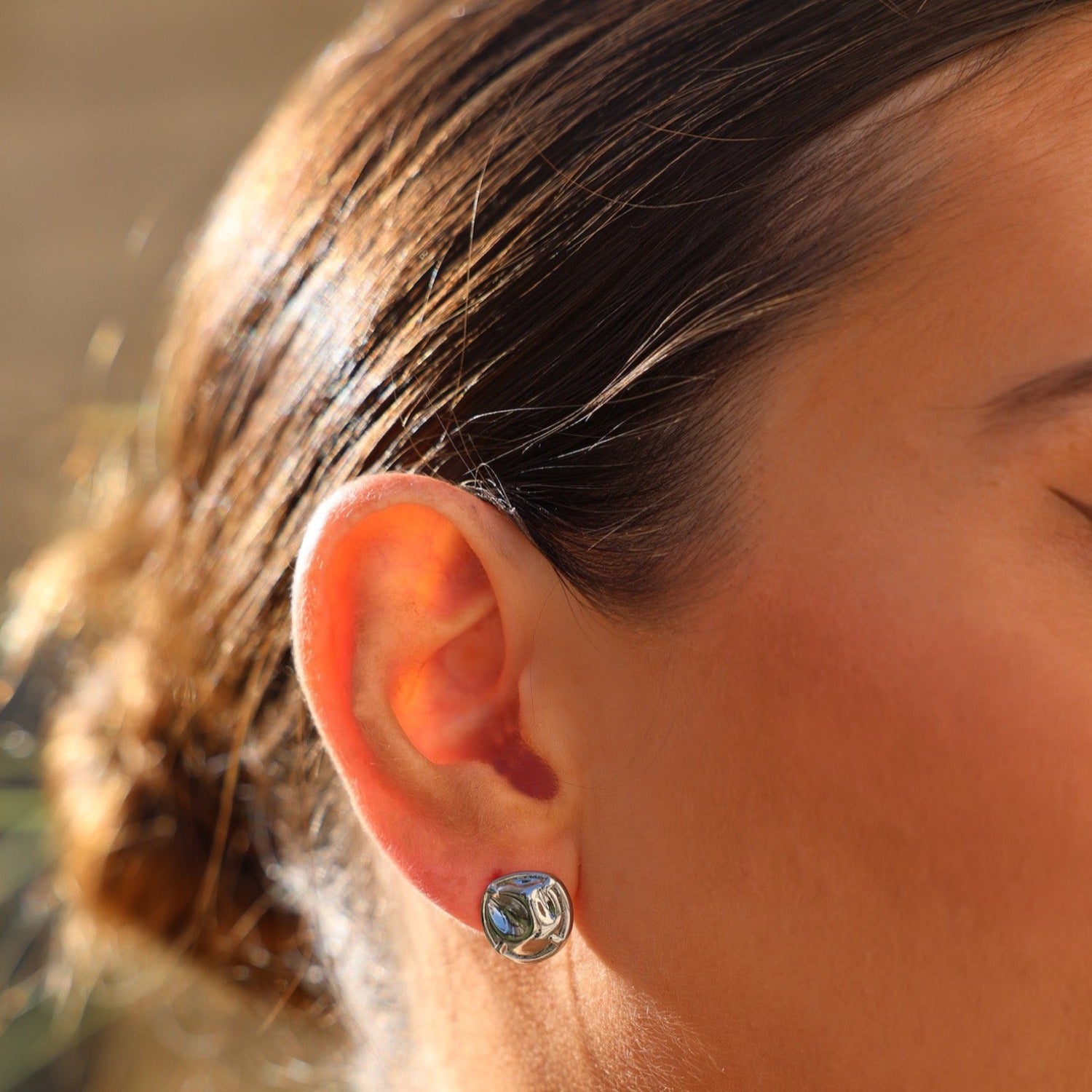 studs, gift, silver studs, organic shape earrings