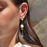 earrings, pearl, jewelry, gold, chain, studs