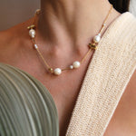 necklace, gold, chain, pearl