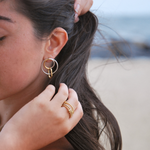 earrings, gold, ear, hair, beach